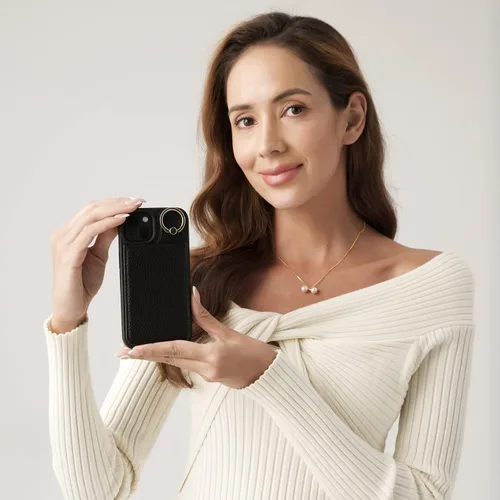 Vista 2 de Funda para iPhone 12 Pro/12, 6.1'', Funda Cartera Cruzada Desmontable con Ranuras para Tarjetas con Bloqueo RFID, Anillo de Soporte 360, Funda Negro