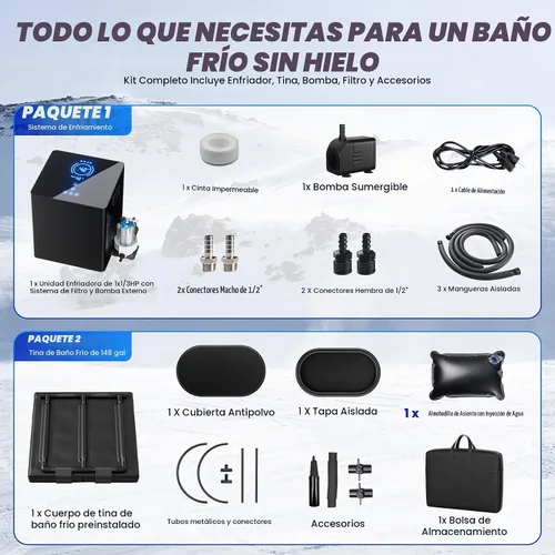 Vista 9 de Enfriador de inmersión en frío WiFi de 1/3 HP con bañera de hielo de 148