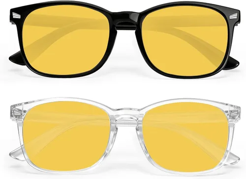 Vista 38 de Lentes de luz azul para mujeres y hombres 99% de bloqueo de luz azul para computadora, juegos, televisión, pantalla de teléfono, marco cuadrado