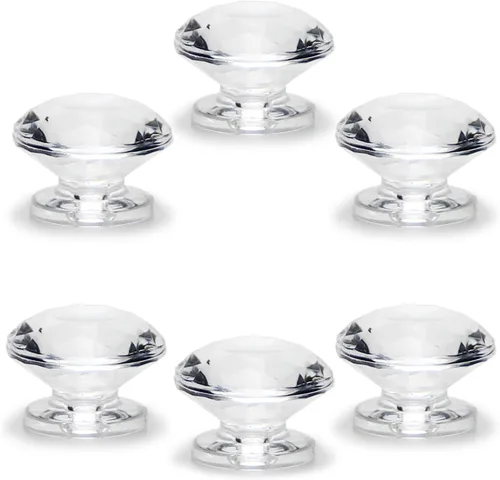 Vista 15 de MroMax 2 piezas de mango pequeño, perilla acrílica de diamante, mini perillas autoadhesivas, perilla de tamaño pequeño de 0.748 in de diámetro