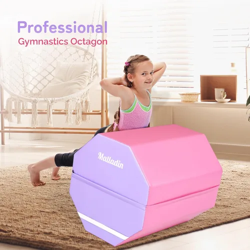 Vista 3 de Matladin Tapete octágono de gimnasia de 24 x 26 pulgadas, tapete de ejercicio para entrenamiento de salto mortal para preescolar y niños