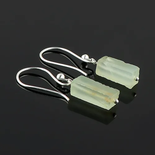 Vista 9 de Aretes de aro de cristal afganita natural Piedras afganas de alto grado Aretes chapados en plata Gota lisa Joyas de piedras preciosas hechas