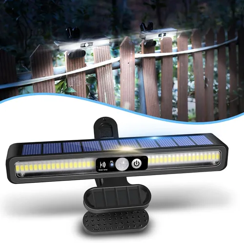 Vista 16 de Luces solares de movimiento con clip para exteriores, impermeables, paquete de 2 luces con sensor de movimiento para exteriores con 36 LED, 3000 K