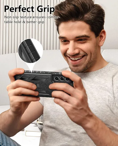 Vista 6 de SOiOS - Funda para Samsung Galaxy S22 con protector de pantalla integrado, función atril 20FT Military-Grade Drop Shockproof Protection, Durable