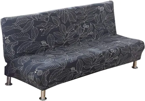 Vista 12 de MIFXIN Funda de sofá sin brazos, funda elástica plegable para futón, protector de muebles para sofá cama sin apoyabrazos, funda para sofá para Hojas