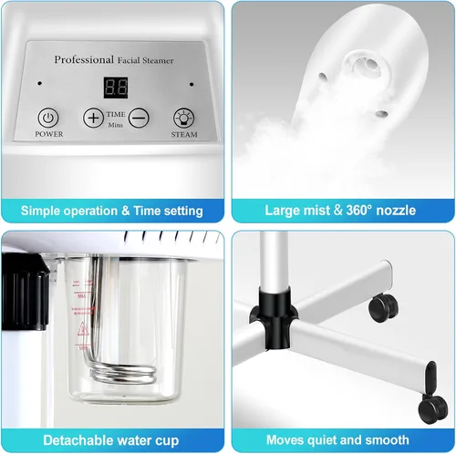 Vista 2 de Vaporizador facial profesional para limpieza e hidratación profunda, más