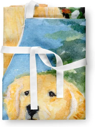 Vista 3 de Caroline's Treasures SS8758APRON Golden Retriever - Delantal para cocinar, cocinar, hornear, manualidades, jardinería para adultos, mujeres