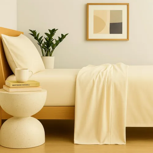Vista 2 de Perú Pima – Juego de sábana de cama de 285 hilos – 100 % algodón peruano Pima – De percal, Algodón, Ivory, Completo Marfil