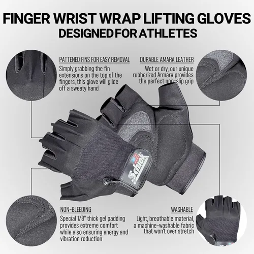 Vista 3 de Schiek Guantes de levantamiento de entrenamiento clásicos modelo 710 - Comodidad durante todo el día para entrenamiento de fitness - Agarre