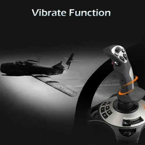 Vista 5 de Joystick de PC, Controlador de juego USB para simulador de vuelo con función de vibración y control de acelerador, PXN 2113 mando con cable