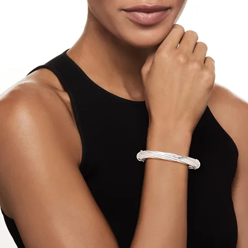 Vista 2 de Ross-Simons Italian Twisted Oval Bangle Bracelet