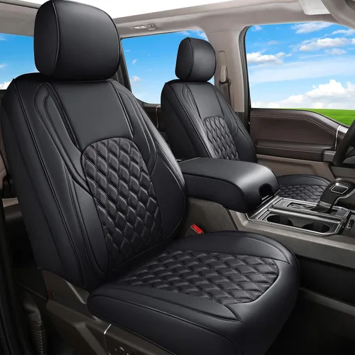 Vista 22 de Huidasource Fundas para asiento trasero de automóvil, de cuero (fila trasera, negro)