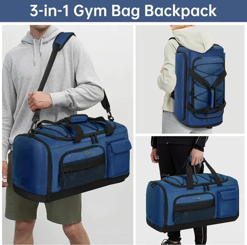 Vista 6 de Bolsa de gimnasio con compartimento para zapatos y computadora portátil para hombres y mujeres, resistente al agua, mochila deportiva para gimnasio