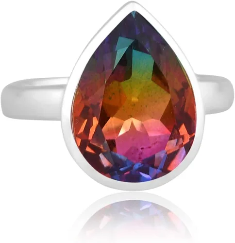Vista 20 de PANOPLY Bio Pink Doublet Quartz Solid 925 Sterling Silver Ring for Women