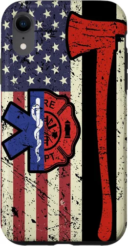 Vista 24 de Funda para iPhone 16 EMT Firefighter American Flag Patriot Paramedic Firefighter