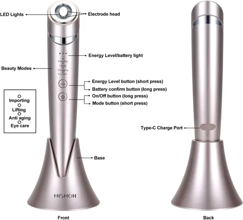 Vista 5 de Máquinas faciales de alta frecuencia, 4 en 1 dispositivo facial de la fotontherapy de la luz de la microcorriente del Massager para la cara