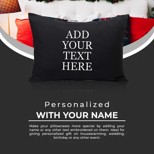 Vista 4 de Personalized Passion Fundas de almohada tamaño King (20 x 40 pulgadas), fundas de almohada suaves y acogedoras con cierre de sobre con nombre Negro