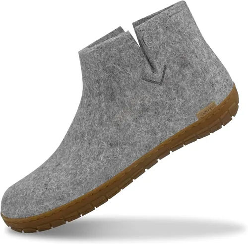 Vista 14 de Glerups Pantufla tipo bota unisex de mezcla de lana 100% de calidad con suela de goma Carbón