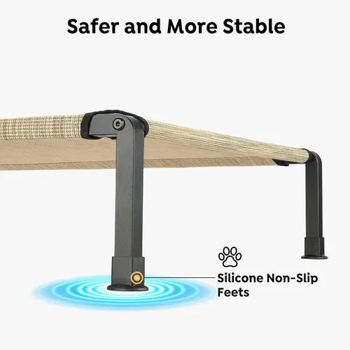 Vista 5 de Veehoo Cama elevada resistente para perros, cama elevada con malla Teslin lavable y transpirable, pies de silicona antideslizantes, cuna refrescante