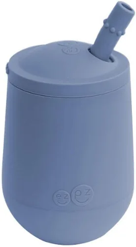 Vista 12 de ezpz Taza Mini + Sistema de Entrenamiento con Pajita (Azul) - 9 Meses+ - Taza de Entrenamiento 100% de Silicona para Bebés + Niños Pequeños