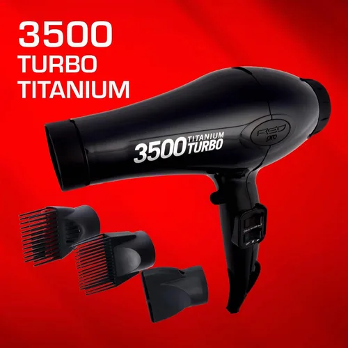 Vista 2 de Red Pro Secador de pelo de 3500 W Turbo Titanium con peine desenredante, cabello liso de secado rápido, multiajuste, botón de disparo frío, secadora