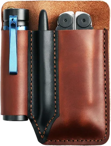 Vista 7 de Organizador de bolsillo de cuero hecho a mano, funda multiherramienta de accesorios de cuero EDC para hombres Cuero hecho a mano, transporte
