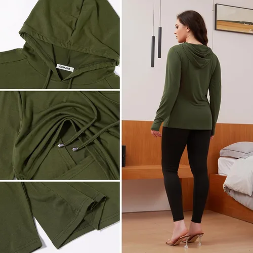 Vista 62 de Bhome Camisa de lactancia de manga larga con capucha para lactancia materna