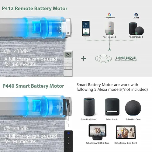 Vista 7 de Persianas enrollables motorizadas con control remoto, persianas inteligentes para ventanas, persiana enrollable opaca automática compatible