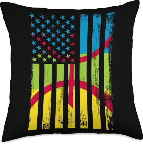 Vista 5 de Amazigh & USA Flag for proud People Amazigh & USA - Almohada de 16 x 16 pulgadas, multicolor