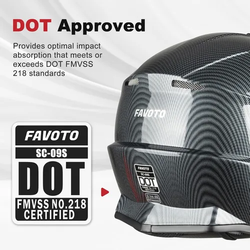 Vista 2 de Favoto Cascos de Dirt Bike para Adultos - Casco Ligero para Motocross/ATV/UTV Aprobado por DOT para Hombres y Mujeres, con Visera Extraíble
