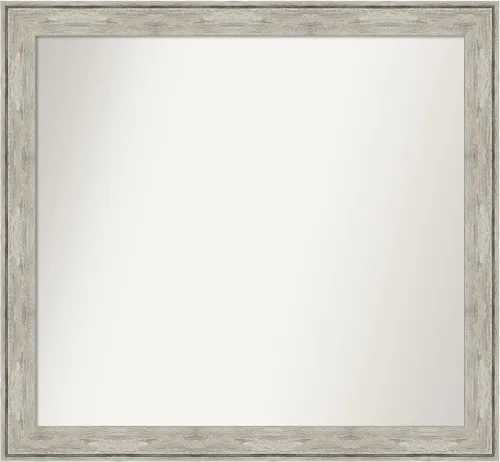 Vista 133 de Amanti Art Espejo de baño plateado para sobre el fregadero, 28 x 37 pulgadas, elegante espejo rectangular de peltre cepillado, marco de madera