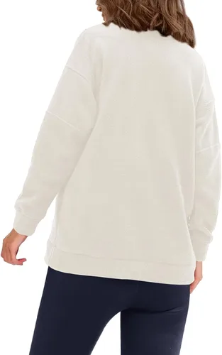Vista 3 de Fisoew Sudaderas con cremallera de un cuarto para mujer, forro polar, media cremallera, manga larga, cuello alto