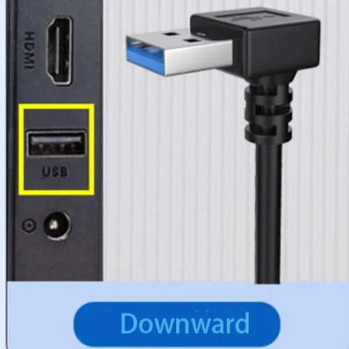 Vista 3 de Cable de extensión USB 3.0 macho a hembra, cable extensor USB de 90 grados, cable de extensión corto, cable de extensión USB A, paquete de 2