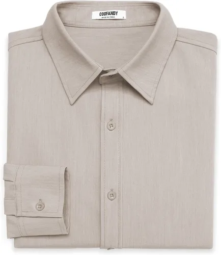 Vista 14 de COOFANDY Camisa de vestir casual de mezclilla con botones y manga larga para hombre