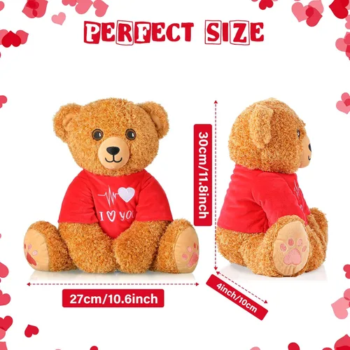 Vista 3 de Chalyna Oso de peluche para el día de San Valentín, de 16 pulgadas, oso de peluche para novia, oso de peluche romántico para regalos de cumpleaños