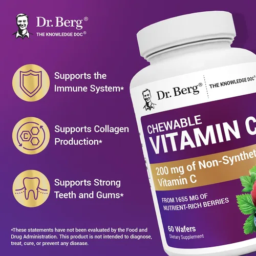 Vista 10 de Dr. Berg Complejo de vitamina C masticable - Hecho con bayas orgánicas, sin OMG, 60 deliciosas obleas