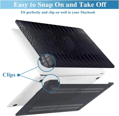 Vista 4 de Compatible con Funda para MacBook Air de 13 Pulgadas con Diseño de Cocodrilo 2021 2020 2019 2018 M1 A2337 A2179 A1932, Texturizada Elegante Lujosa