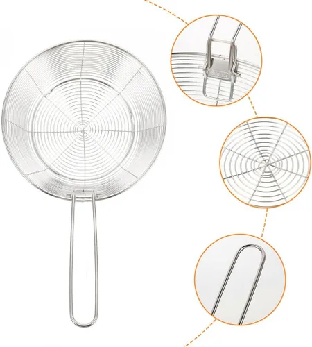 Vista 9 de Luxshiny Cesta de freír de alambre de metal, cesta para patatas fritas, asa resistente para un fácil manejo