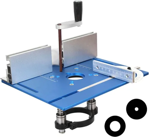 Vista 7 de Placa de inserción de mesa de enrutador de aluminio KETIPED, Bancos de carpintería con placa de enrutador abatible con guía de goniómetro y valla