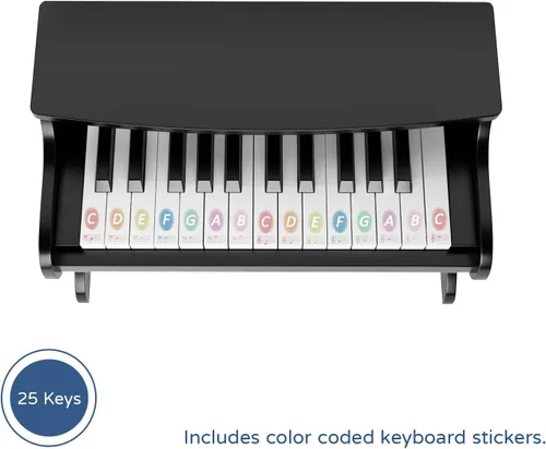 Vista 4 de Teclado de Piano para Niños ZIPPY, Piano Digital de 25 Teclas para Niños, Mini Instrumento Educativo Musical de Juguete, Juguete de Madera para Negro