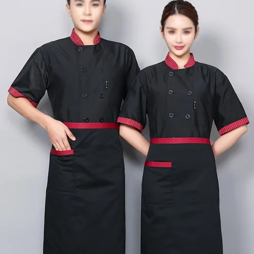 Vista 2 de Short Sleeve Chef Coat for Mens and Women Unisex Chef Jacket Restaurant Kitchen Work Clothes