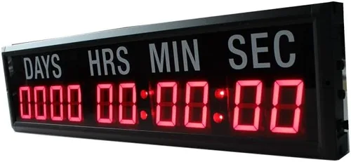 Vista 3 de AZOOU 2.3 pulgadas 10 dígitos LED rojo temporizador de cuenta regresiva/hacia arriba montado en la pared reloj con días horas minutos segundos
