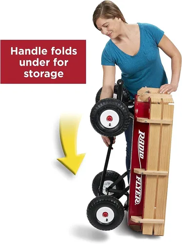Vista 6 de 32 vagones de acero y madera todo terreno Radio Flyer , Rojo