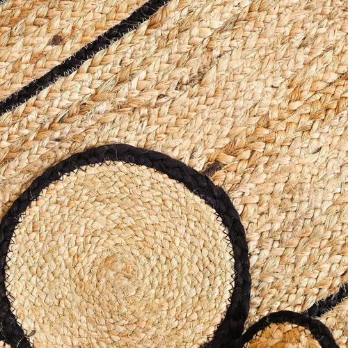 Vista 6 de GRUHUM Alfombra rectangular de yute de fibra natural, tejida a mano, estilo bohemio, reversible, respetuosa con el medio ambiente, trenzada, suave