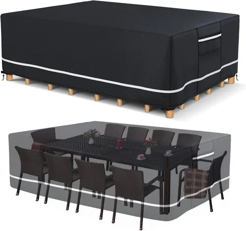 Vista 15 de Fundas para muebles de patio impermeables, resistentes 600D, fundas para muebles de exterior para sofá seccional exterior, resistente al desgarro