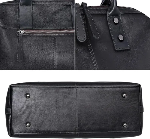 Vista 6 de Iswee - Bolso de hombro de cuero genuino, bolso tote con diseño de morral, con asa superior, bolso de gran capacidad, bolso cruzado