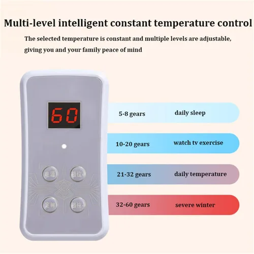 Vista 6 de Calentador de suelo radiante infrarrojo, alfombra eléctrica con 60 ajustes de calor, protección contra sobrecalentamiento, 12 horas de apagado