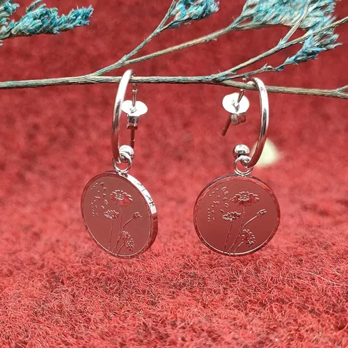 Vista 3 de seensea Aretes de sello de flor con grabado botánico, minimalista, rosa, amapola, loto, margarita, trigo, estampados, bohemios, aretes colgantes