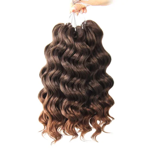 Vista 17 de Pelo de onda marina con trenzas de ganchillo, 6 pulgadas, 8 paquetes, trenzas rizadas suaves y profundas, extensiones de pelo sintético ondulado