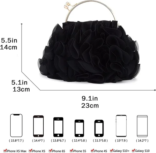 Vista 3 de Yokawe Bolsos de mano florales para mujer, bolsa de noche con flores de satén, bolsas de fiesta de graduación